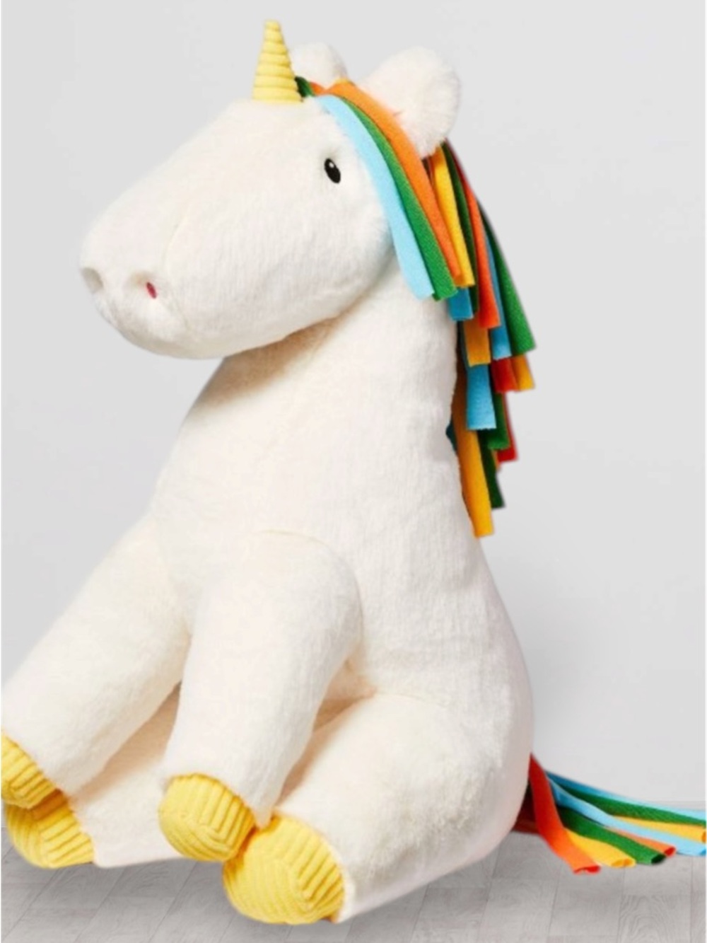 Gigglescape 11” White Unicorn Plush – Rainbow Mane – Like New